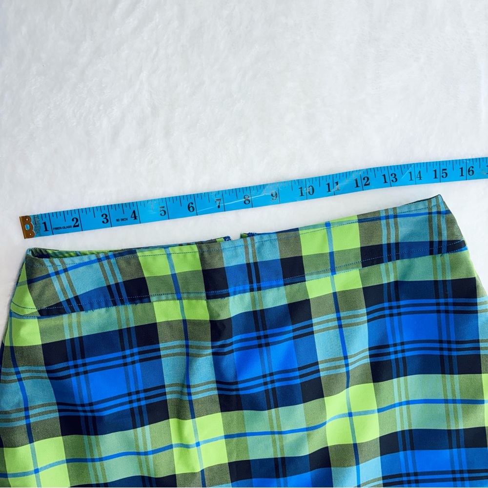 Lilly Pulitzer Plaid Golf Skort Blue and Lime Green Plaid 8 Medium - Picture 10 of 13